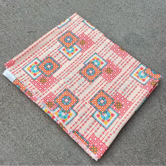 Vintage 60s 70s mod disco windowpane mcm groovy double knit poly fabric - Picture 1 of 5
